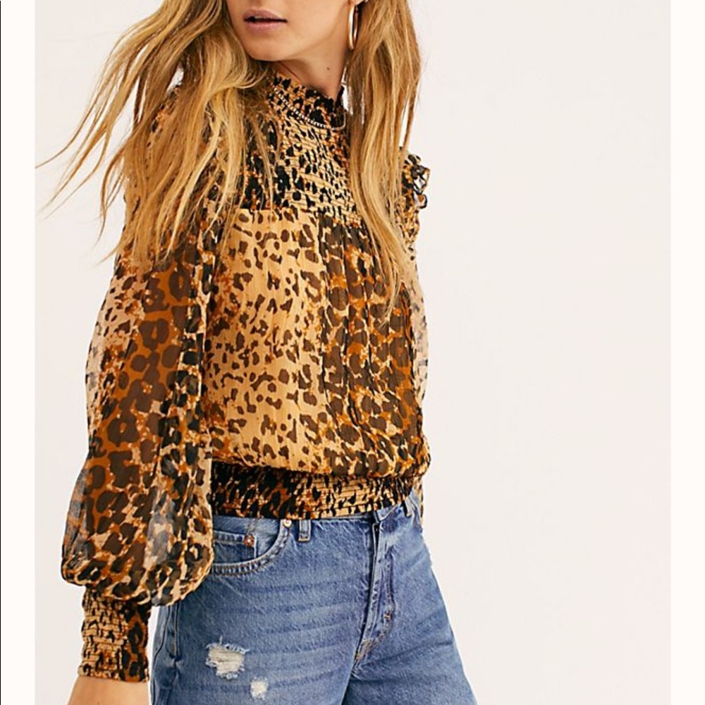 Free people Roma Blouse in leopard NWOT